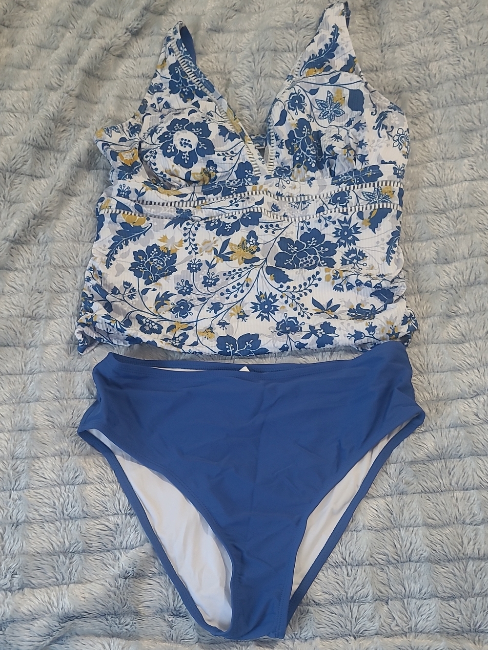 Women's Blue Floral Tankini One-Piece